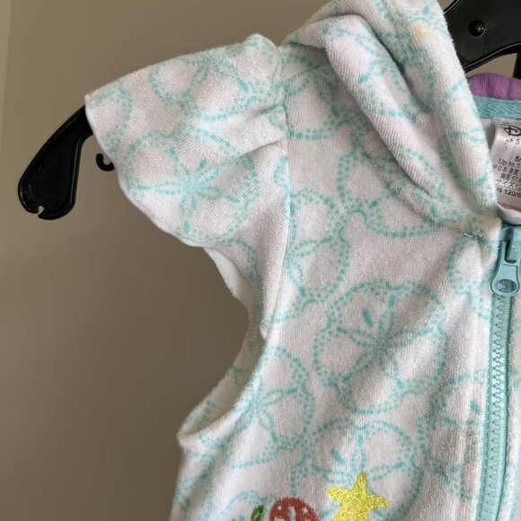 Disney Store Size 5/6 The Little Mermaid Ariel Swimsuit Beach Terry Cover Up - Picture 6 of 8